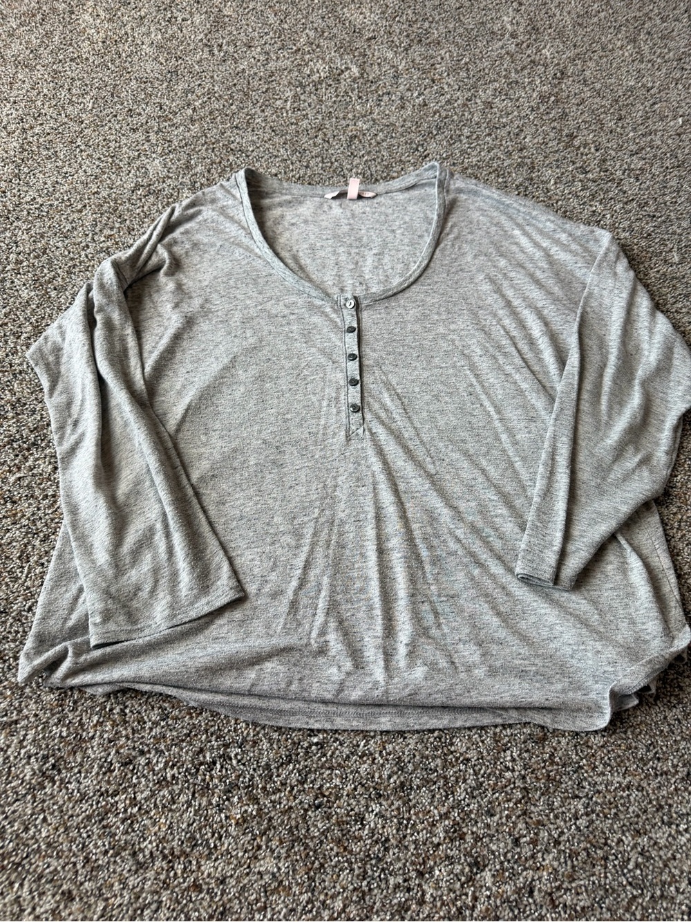 Victoria's Secret Gray Oversized Henley Lounge Sleep Top Long Sleeve Large